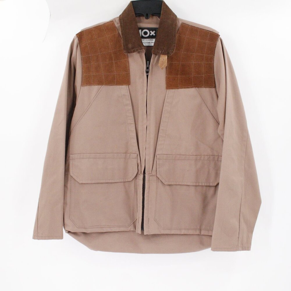 Vintage 10-X Jacket Mens S/M Shooting Hunting Full Zip quilted suede Made in USA